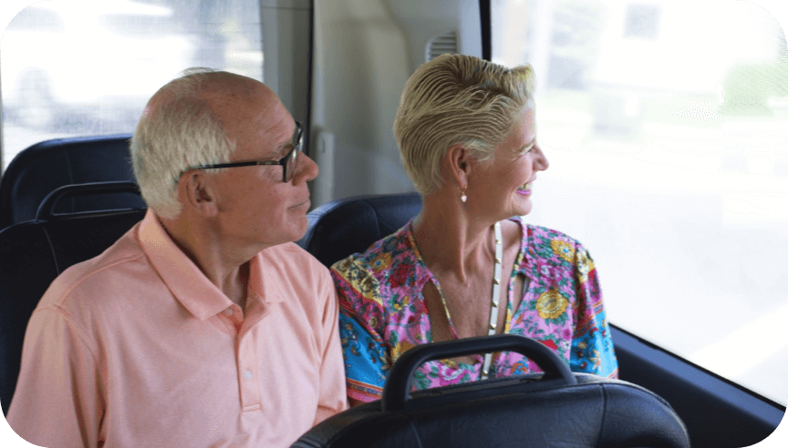 couple enjoying a ride on a connect transit bus