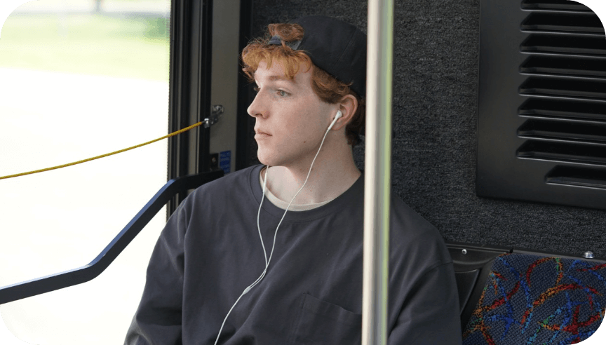 man enjoying a ride with connect transit zero fare